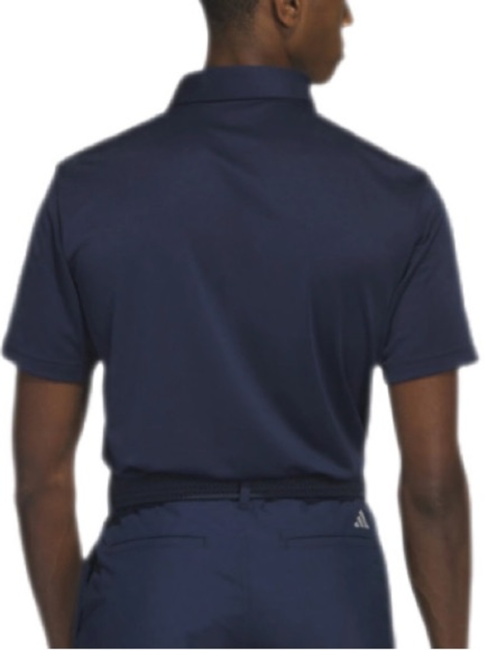 Men's Adidas Navy Pattern-Panel Polo Shirt - Picture 3 of 4